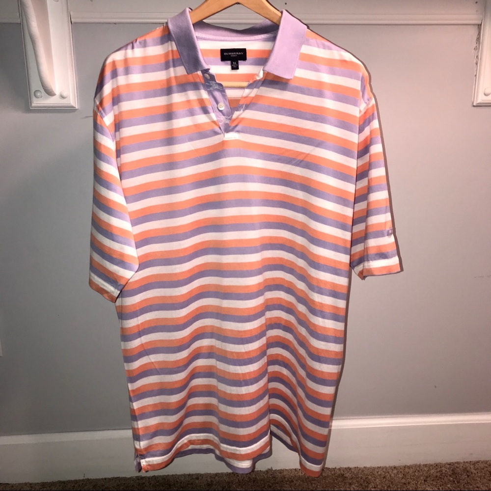 Men’s Burberry Golf Sz XL striped collar shirt.